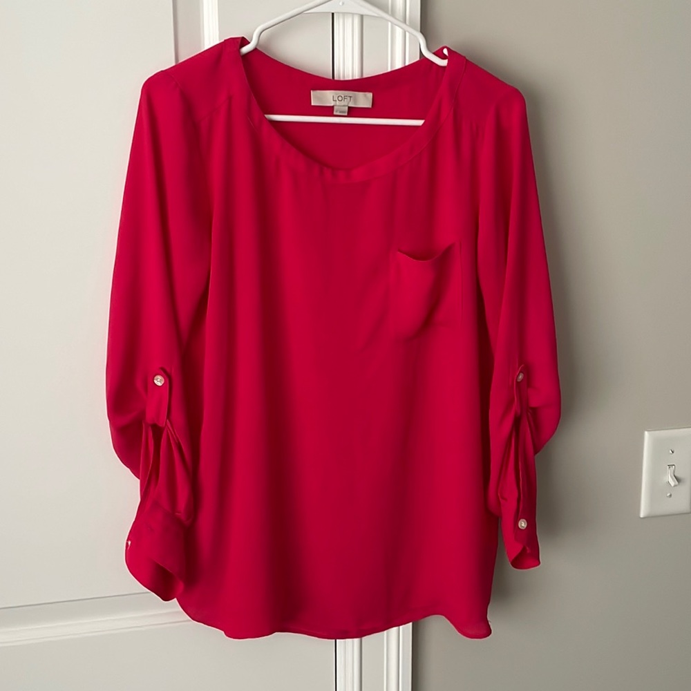 Ann Taylor pink magenta chiffon blouse